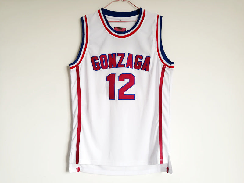 NCAA Gonzaga University No. 12 John Stockton White Embroidered University Jersey