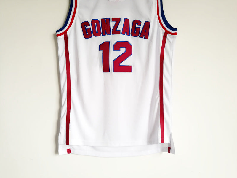 NCAA Gonzaga University No. 12 John Stockton White Embroidered University Jersey