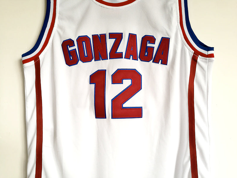 NCAA Gonzaga University No. 12 John Stockton White Embroidered University Jersey