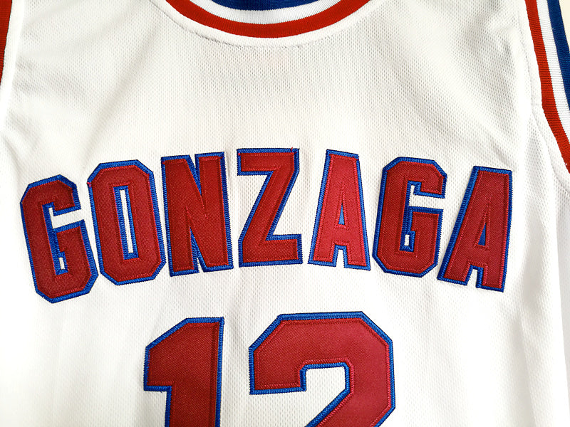 NCAA Gonzaga University No. 12 John Stockton White Embroidered University Jersey