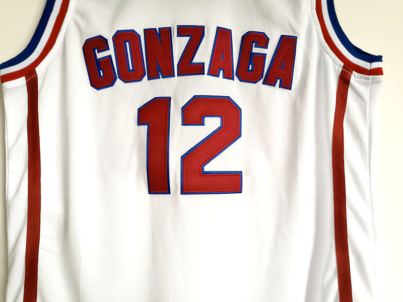 NCAA Gonzaga University No. 12 John Stockton White Embroidered University Jersey