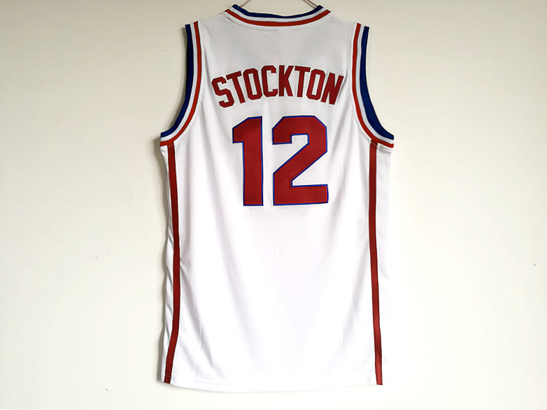 NCAA Gonzaga University No. 12 John Stockton White Embroidered University Jersey