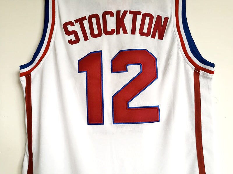 NCAA Gonzaga University No. 12 John Stockton White Embroidered University Jersey