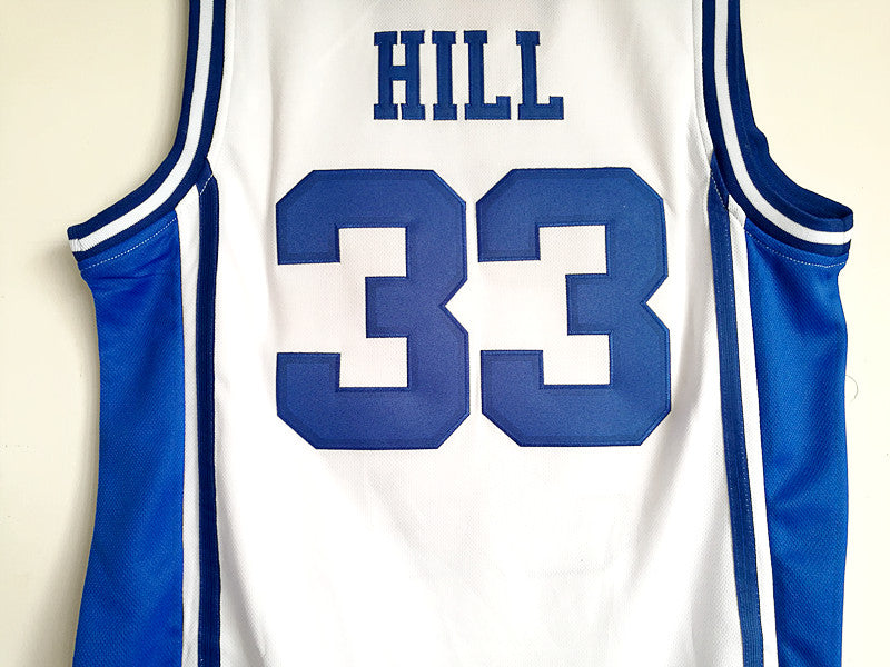 NCAA Duke University No. 33 Hill White Embroidered Basketball Jersey