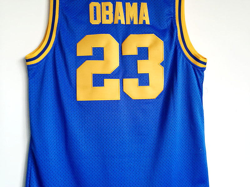 NCAA Punahou School No. 23 OBAMA Obama blue top mesh basketball jersey