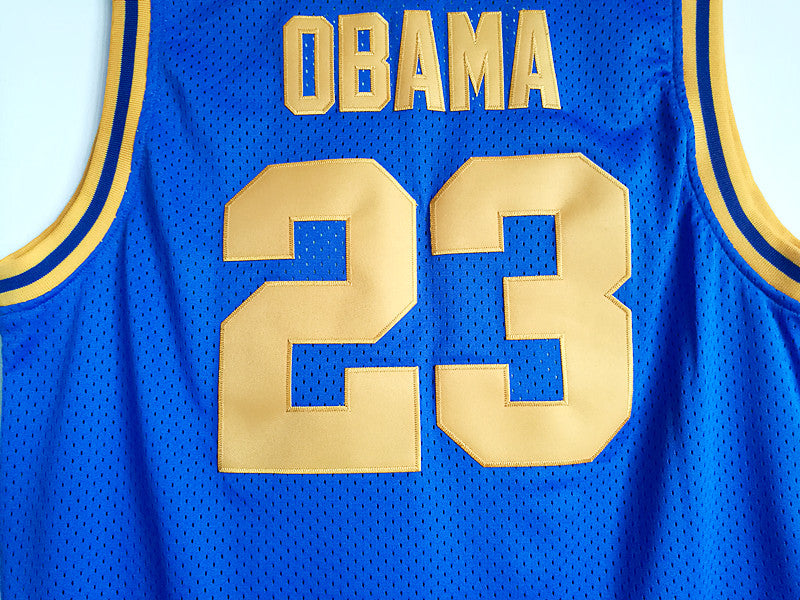 NCAA Punahou School No. 23 OBAMA Obama blue top mesh basketball jersey