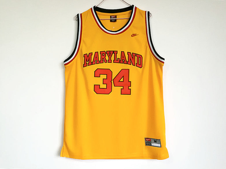 NCAA University of Maryland No. 34 Len Bias BIAS yellow embroidered jersey