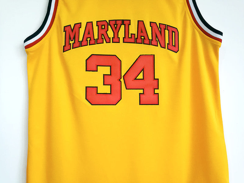 NCAA University of Maryland No. 34 Len Bias BIAS yellow embroidered jersey