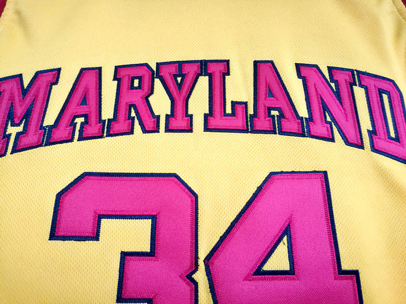 NCAA University of Maryland No. 34 Len Bias BIAS yellow embroidered jersey