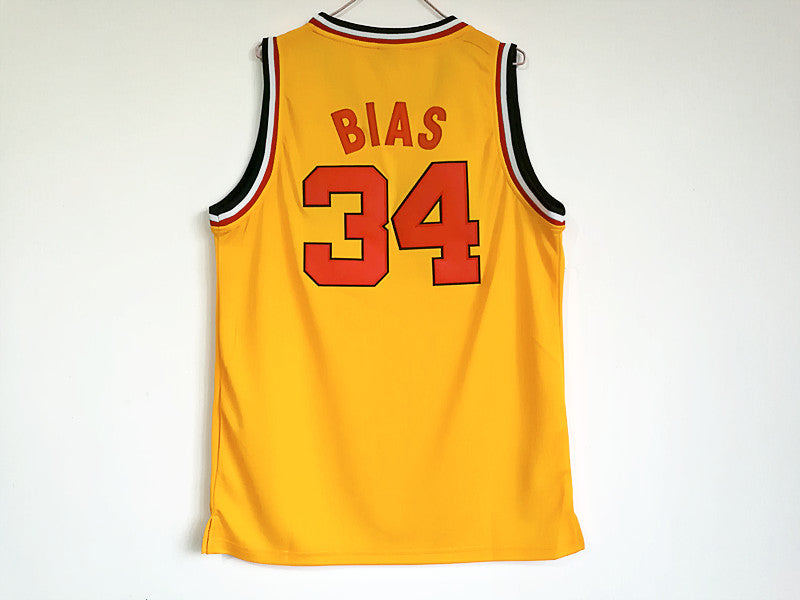 NCAA University of Maryland No. 34 Len Bias BIAS yellow embroidered jersey