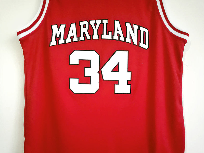 NCAA University of Maryland No. 34 Len Bias BIAS red embroidered jersey