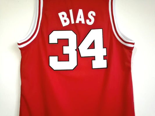 NCAA University of Maryland No. 34 Len Bias BIAS red embroidered jersey