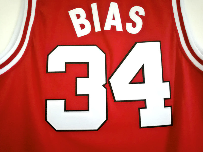 NCAA University of Maryland No. 34 Len Bias BIAS red embroidered jersey