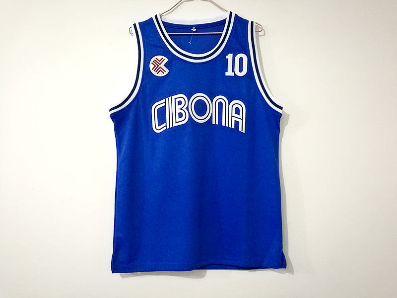 Croatian League Cibona No. 10 Drazen Petrovic blue jersey