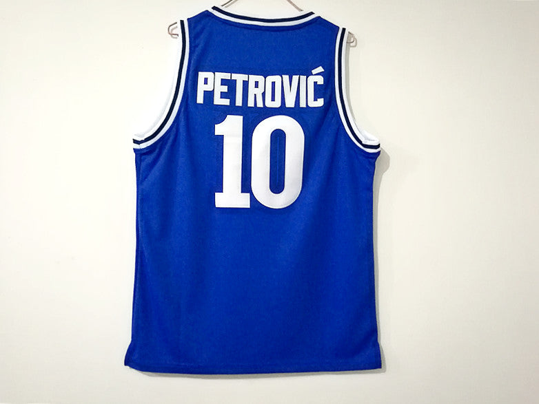 Croatian League Cibona No. 10 Drazen Petrovic blue jersey