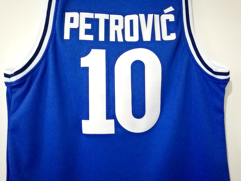 Croatian League Cibona No. 10 Drazen Petrovic blue jersey