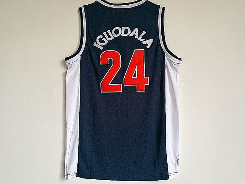 NCAA University of Arizona No. 24 Iguodala dark blue double-layer embroidered basketball jersey