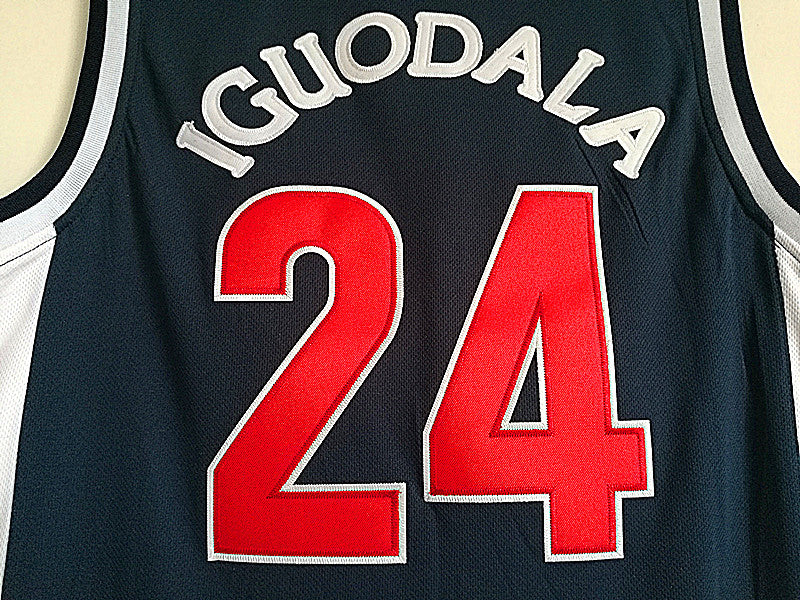 NCAA University of Arizona No. 24 Iguodala dark blue double-layer embroidered basketball jersey