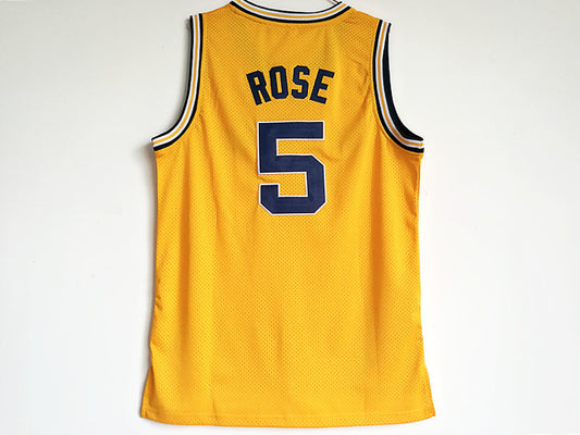 NCAA University of Michigan No. 5 Jalen Rose Premium Mesh Yellow Jersey