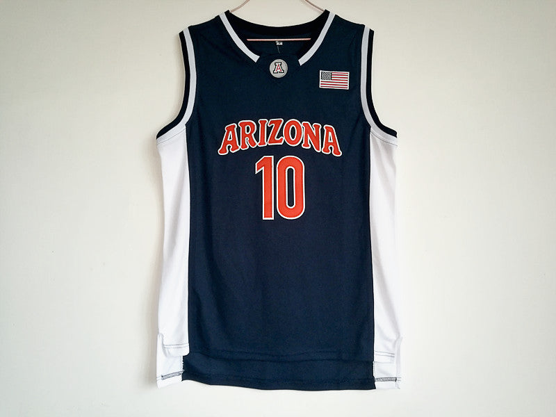 NCAA University of Arizona Grizzlies No. 10 Mike Bibby dark blue basketball jersey