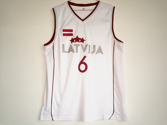 Porzingis No. 6 2017 European Championship Latvian National Team White Basketball Jersey