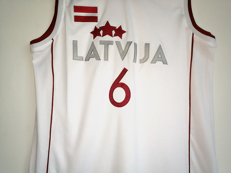 Porzingis No. 6 2017 European Championship Latvian National Team White Basketball Jersey