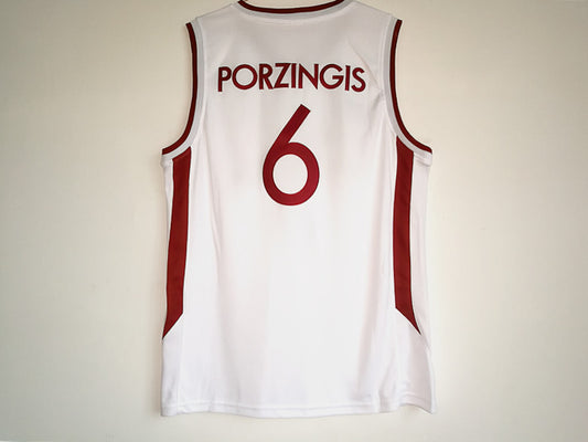 Porzingis No. 6 2017 European Championship Latvian National Team White Basketball Jersey