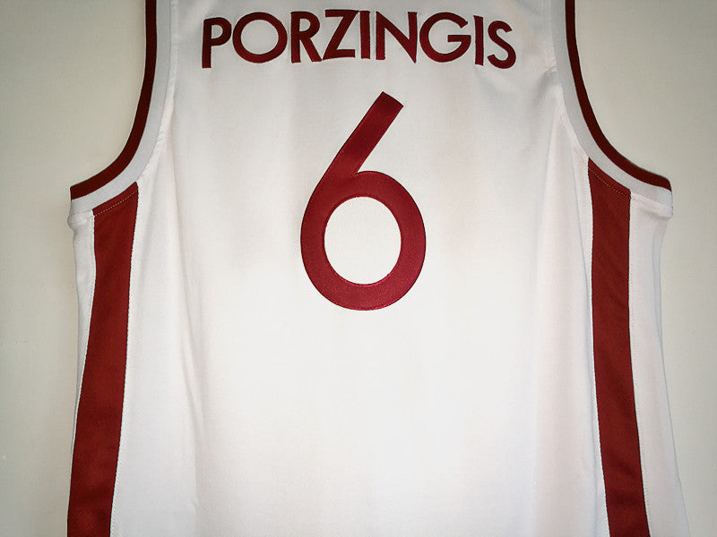 Porzingis No. 6 2017 European Championship Latvian National Team White Basketball Jersey