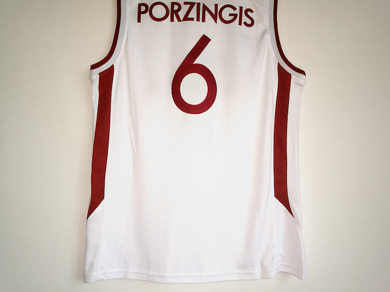 Porzingis No. 6 2017 European Championship Latvian National Team White Basketball Jersey