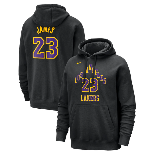 LeBron James Los Angeles Lakers Club Fleece City Edition.Men's  NBA Pullover Hoodie