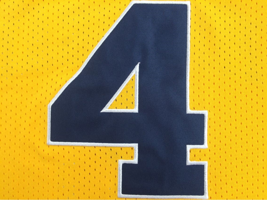 NCAA University of Michigan No. 4 Chris Webber Yellow Premium Mesh Jersey