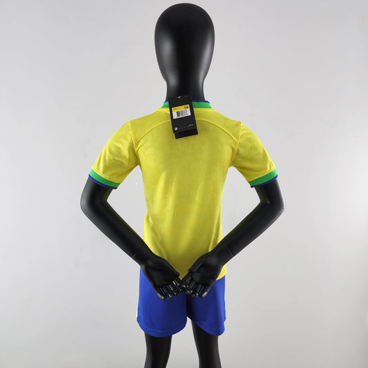 2022 World Cup Brazil Home Soccer Jersey Kids Size