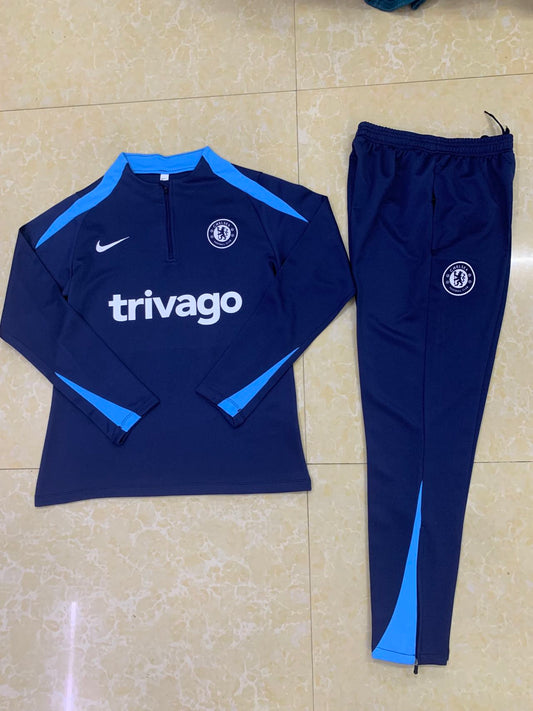 2024-25 Chelsea  Blue Football Half Pull Training Suit