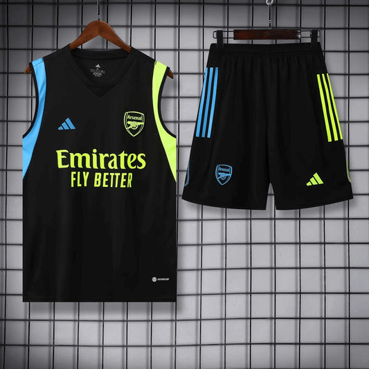 2023/2024 Arsenal pre-match training Black Jersey+Shorts