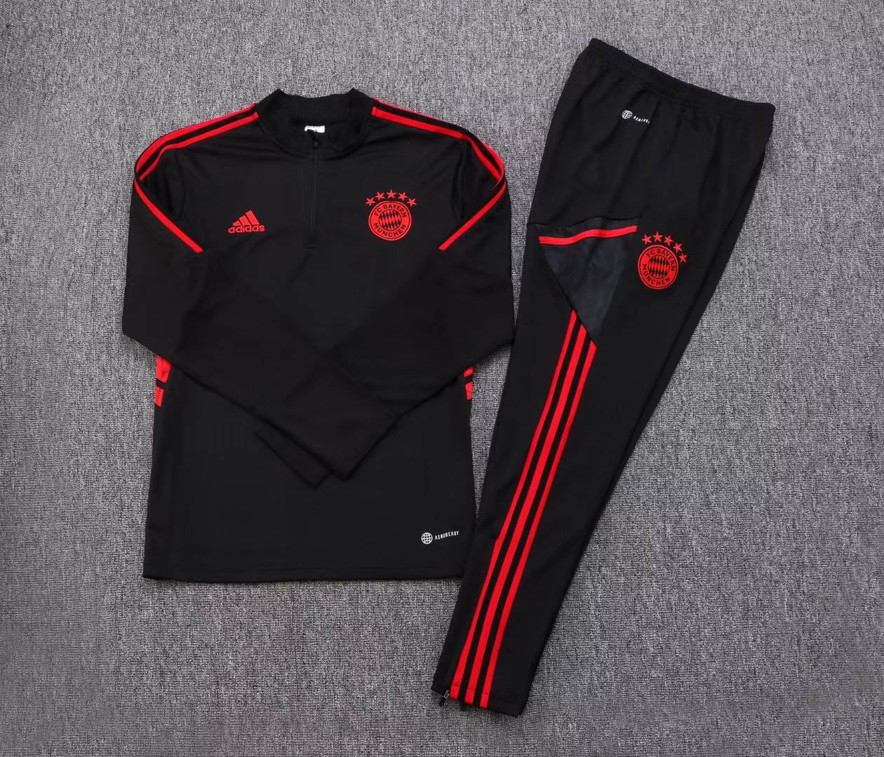 2022/2023 Bayern Munich Half-Pull Training Suit Black Football Shirt 1:1 Thai Quality