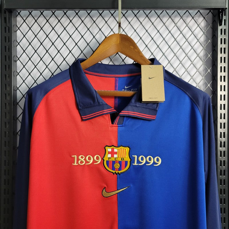 Retro Long Sleeve Barcelona 100th Anniversary Version Football Shirt Home 1:1 Thai Quality