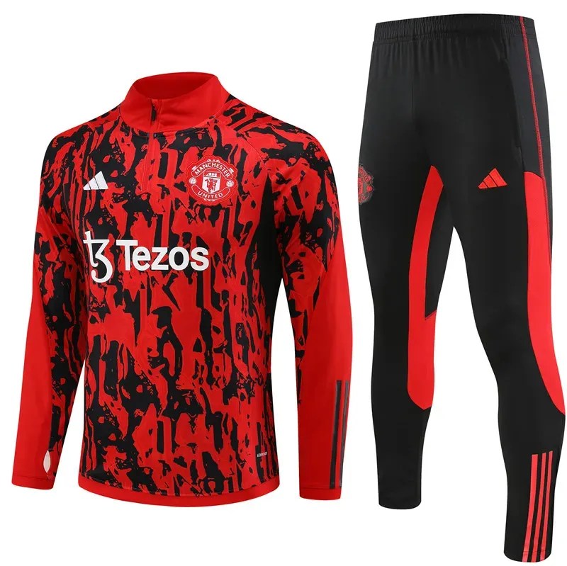 2023/2024 Manchester United Half-Pull Training Suit Red Football Shirt 1:1 Thai Quality