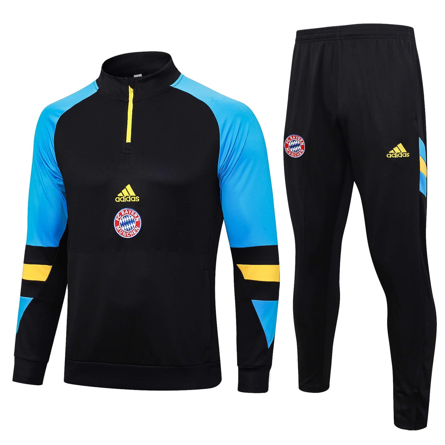 2023/2024 Bayern Munich Half-Pull Training Suit Black-Blue Football Shirt 1:1 Thai Quality