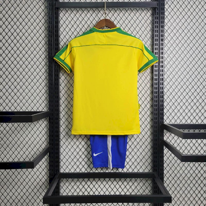 1998 Retro Kids Size Brazil Home Soccer Jersey