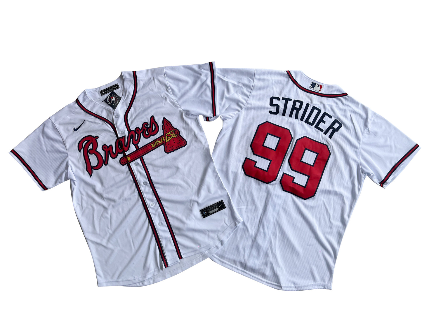 Men's Atlanta Braves 99# Spencer Strider  White Home Replica Player Name Jersey