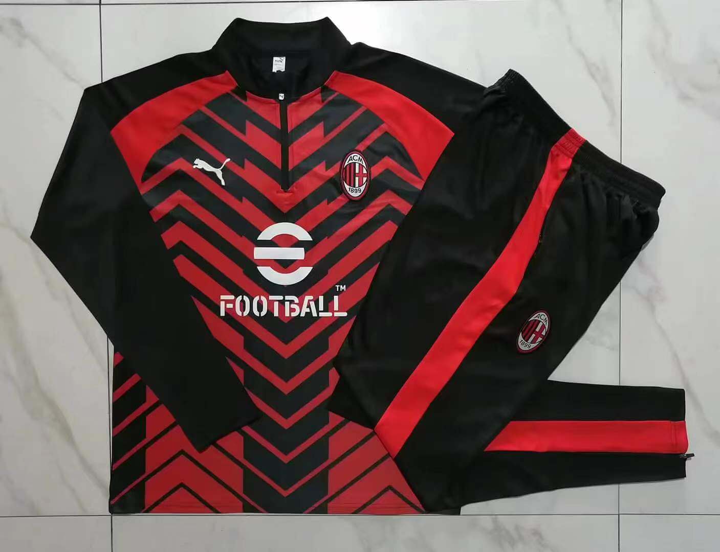 2023/2024 AC Milan Half-Pull Training Suit Red Soccer Jersey 1:1 Thai Quality