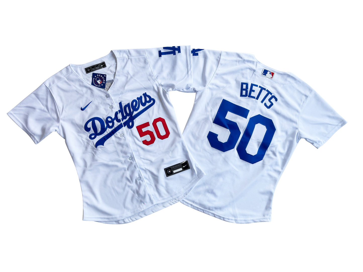 Women's Los Angeles Dodgers 50# Mookie Betts  Royal White Jersey