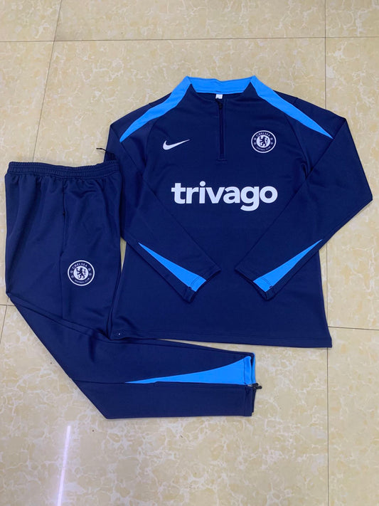 2024-25 Chelsea  Blue Football Half Pull Training Suit