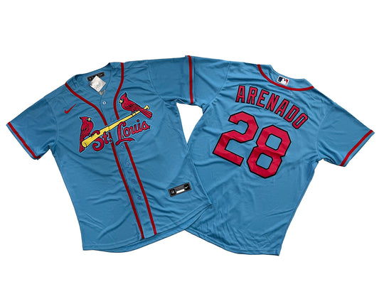 Men's St. Louis Cardinals 28# Nolan Arenado  Light Blue Alternate Official Replica Player Jersey