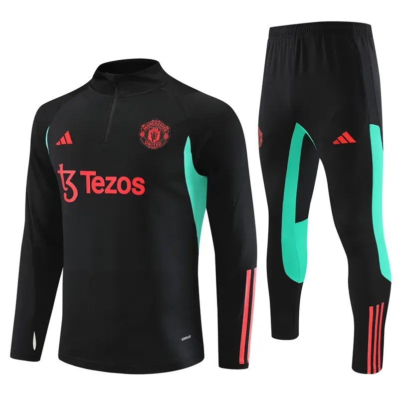 2023/2024 Manchester United Half-Pull Training Suit Black Football Shirt 1:1 Thai Quality