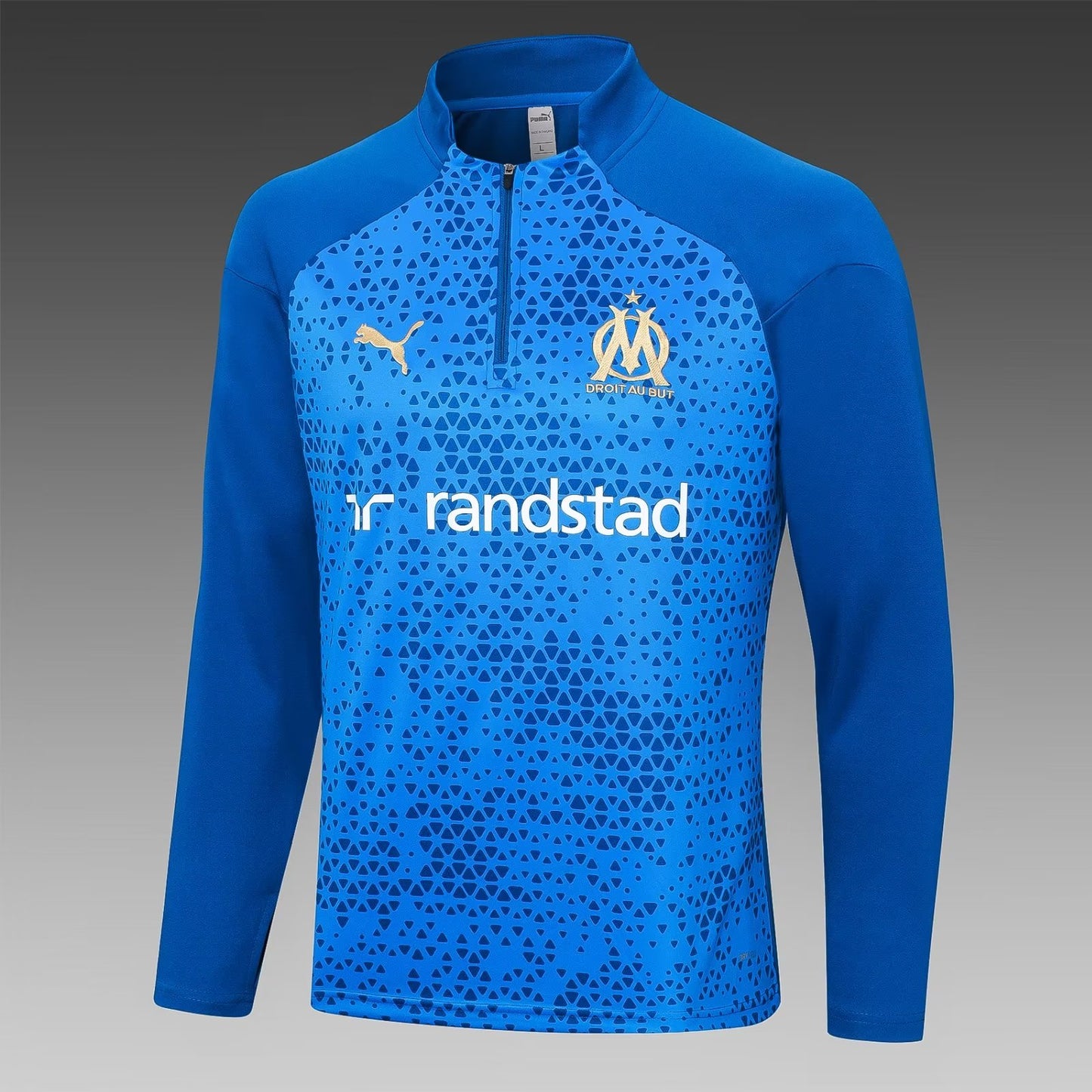 2023/2024 Olympique de Marseille Half-Pull Training Suit Blue Football Jersey