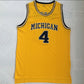 NCAA University of Michigan No. 4 Chris Webber Yellow Premium Mesh Jersey