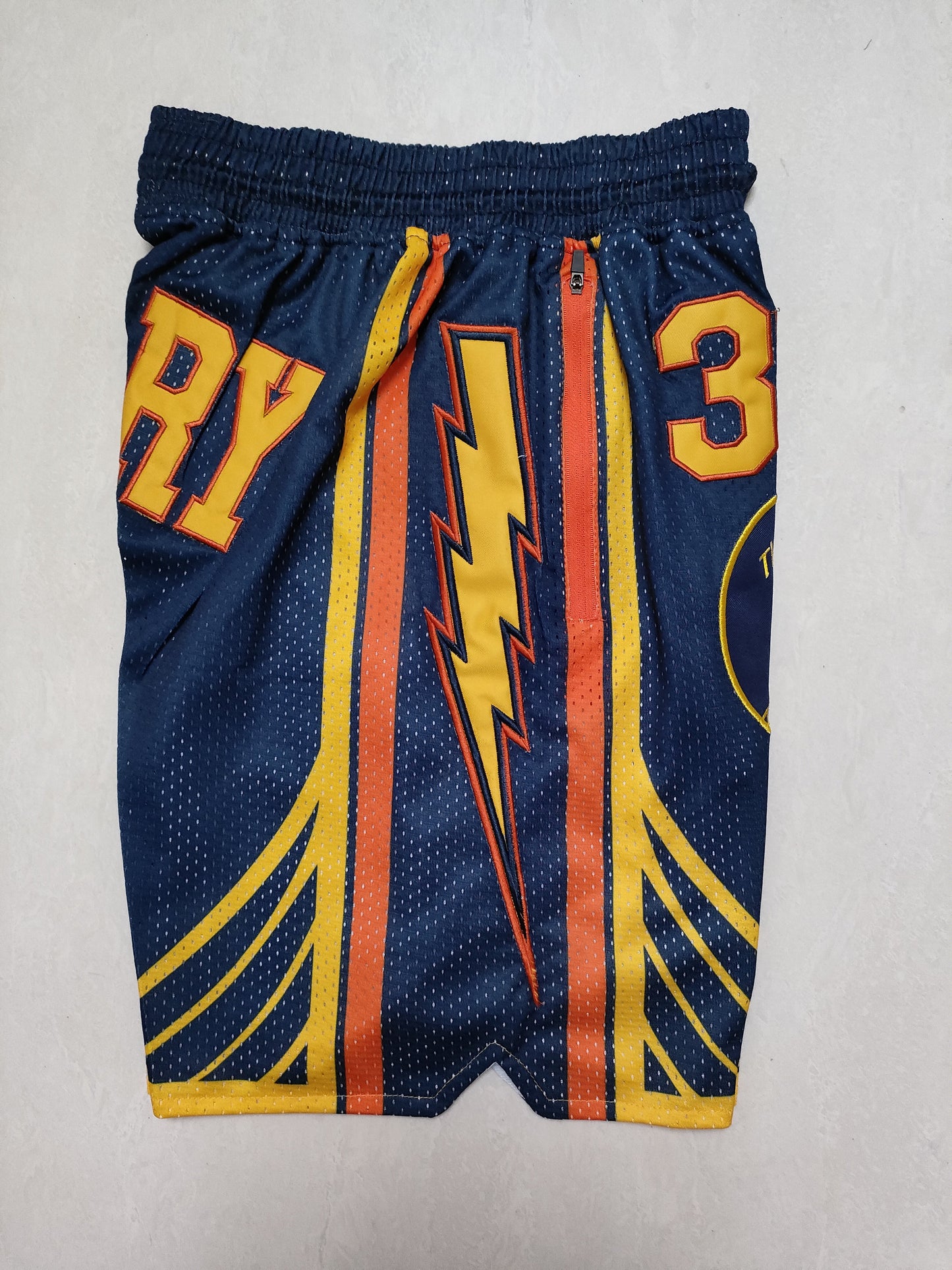 Golden State Warriors Dark Blue Curry Championship Edition Fully Densified Embroidered Pocket Shorts