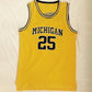 NCAA University of Michigan No. 25 Juwan Howard's ultimate mesh yellow jersey