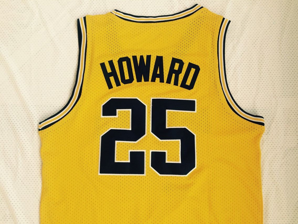 NCAA University of Michigan No. 25 Juwan Howard's ultimate mesh yellow jersey